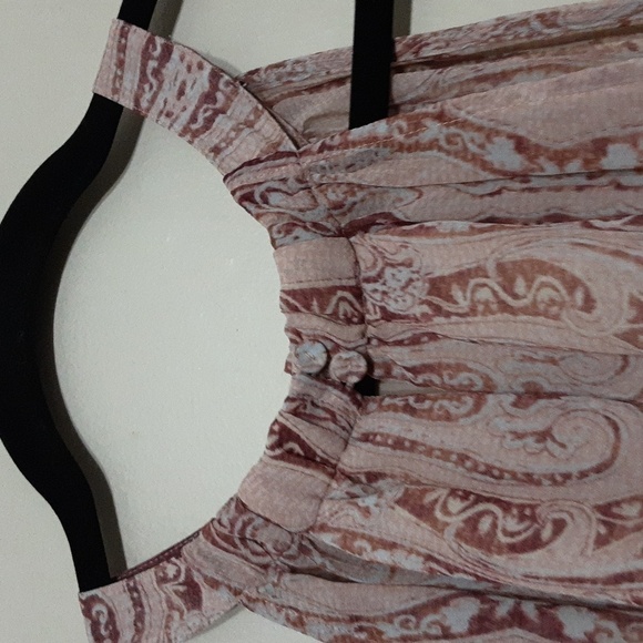 BcbgMaxazria women cold shoulder paisley printed blouse puff tied up Y2K M pink - Picture 7 of 10